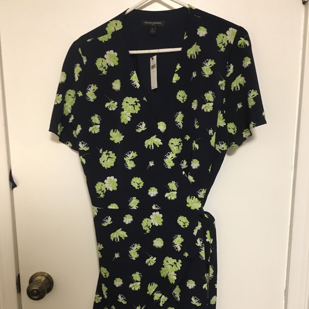 Navy and Green Wrap dress